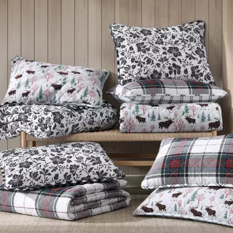 Eddie Bauer Woodblock Floral Easy Care Quilt Set