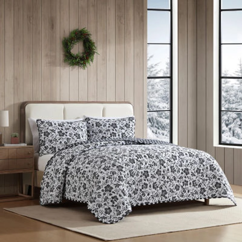 Eddie Bauer Woodblock Floral Easy Care Quilt Set