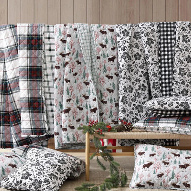 Eddie Bauer Woodblock Floral Easy Care Quilt Set