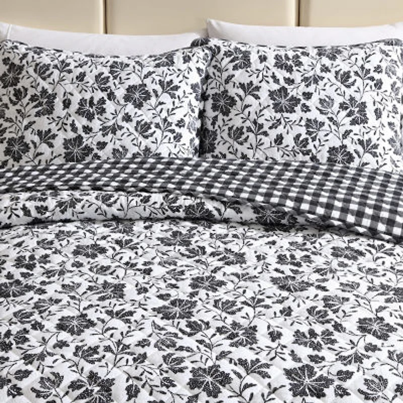 Eddie Bauer Woodblock Floral Easy Care Quilt Set