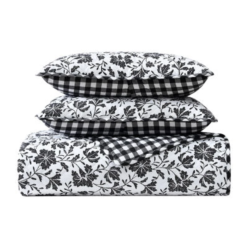 Eddie Bauer Woodblock Floral Easy Care Quilt Set