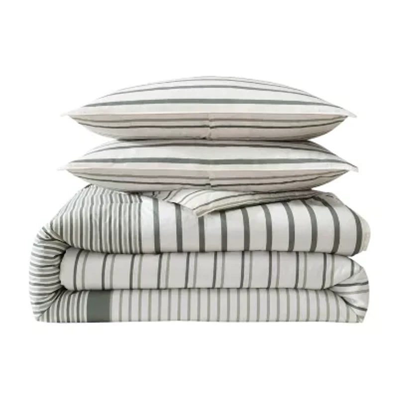 Eddie Bauer Cooper Stripe Easy Care Duvet Cover Set