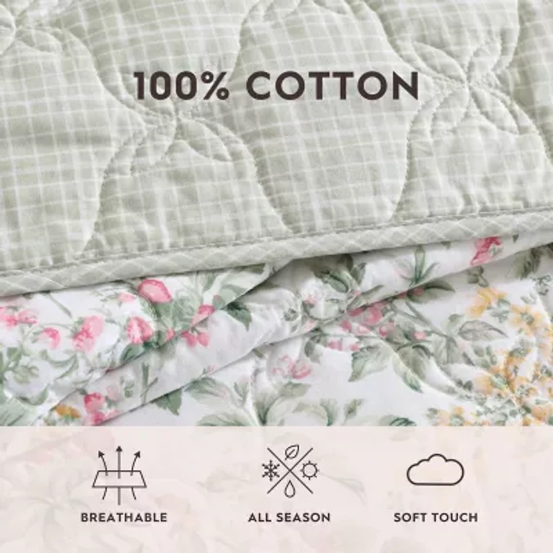 Laura Ashley Bramble Floral Easy Care Quilt Set