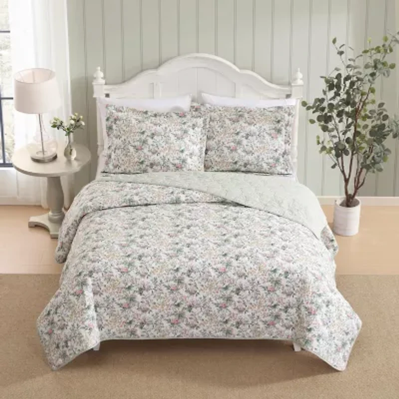 Laura Ashley Bramble Floral Easy Care Quilt Set