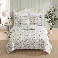 Laura Ashley Bramble Floral Easy Care Quilt Set