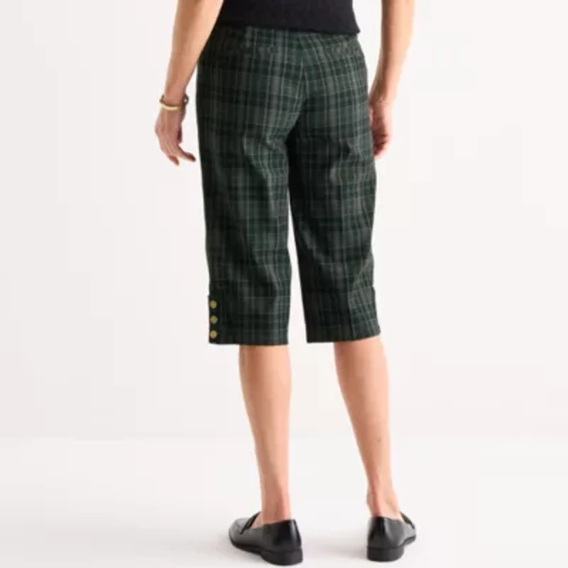 Liz Claiborne Alyssa Cropped Womens Straight Mid Rise Pull-On Pant