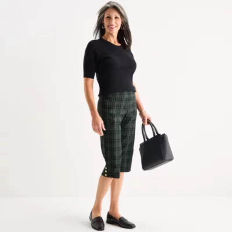Liz Claiborne Alyssa Cropped Womens Straight Mid Rise Pull-On Pant