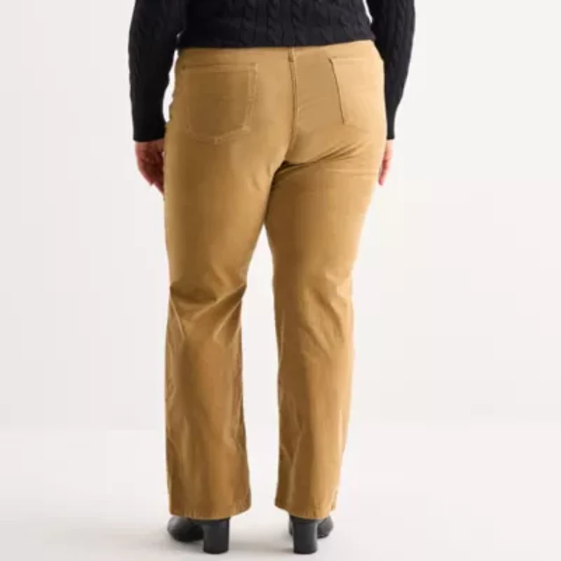 St. John's Bay Womens Plus Mid Rise Bootcut Corduroy Pant