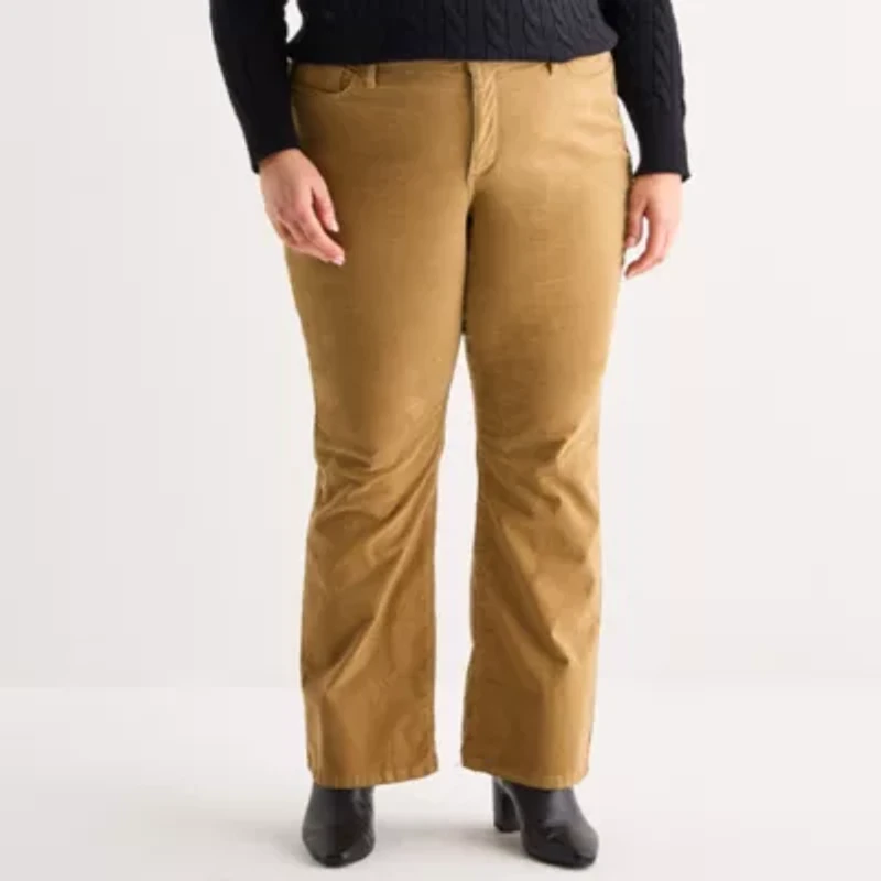 St. John's Bay Womens Plus Mid Rise Bootcut Corduroy Pant