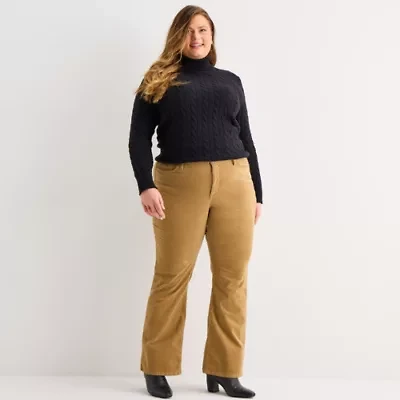 St. John's Bay Womens Plus Mid Rise Bootcut Corduroy Pant