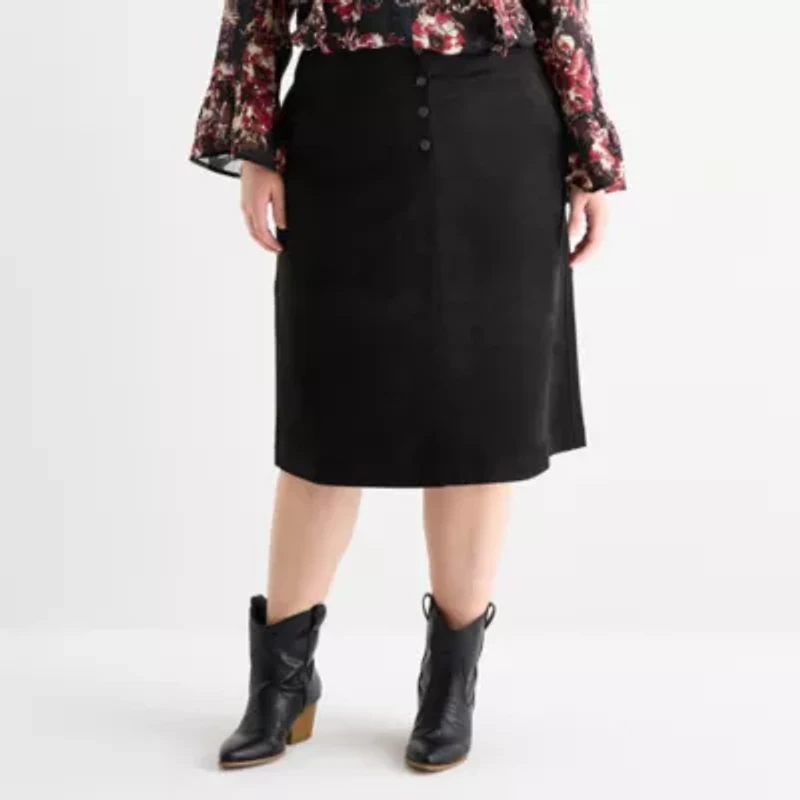 Frye and Co. Womens Mid Rise Midi Pencil Skirt Plus