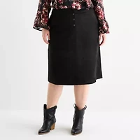 Frye and Co. Womens Mid Rise Midi Pencil Skirt Plus