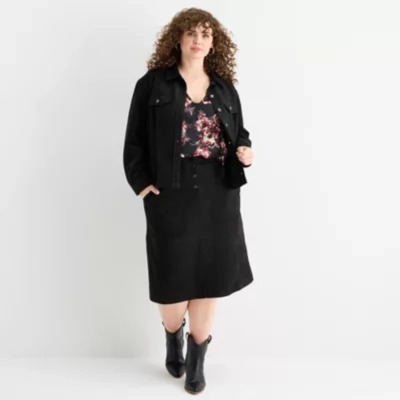 Frye and Co. Womens Lightweight Plus Shirt Jacket