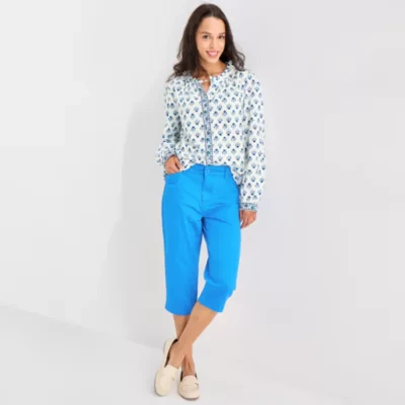 St. John's Bay Womens Round Neck Long Sleeve Blouse