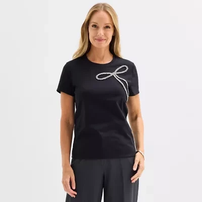 Liz Claiborne Womens Crew Neck Short Sleeve T-Shirt
