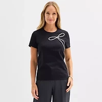 Liz Claiborne Womens Crew Neck Short Sleeve T-Shirt