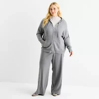 Stylus Plus Womens Hooded Long Sleeve Zip Front Sweater