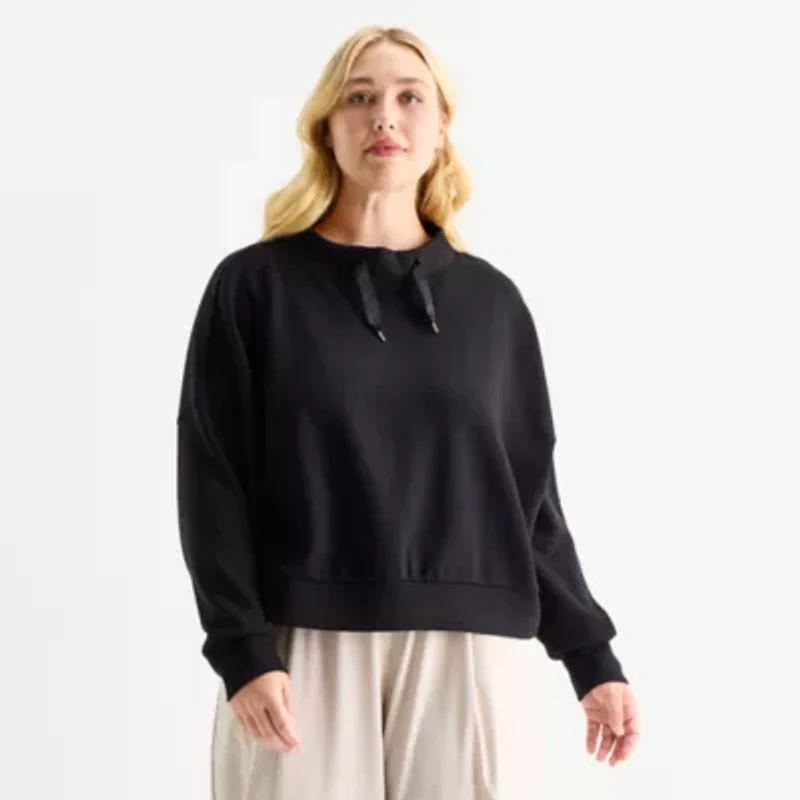 Stylus Womens Funnel Neck Long Sleeve Plus Sweatshirt