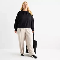 Stylus Womens Funnel Neck Long Sleeve Plus Sweatshirt