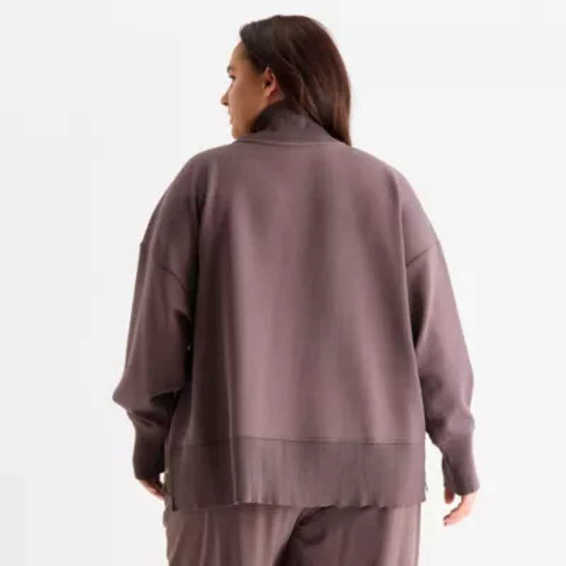 Stylus Womens Plus Long Sleeve Mock Neck Top