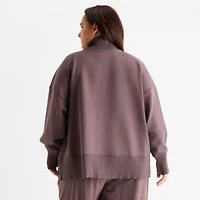 Stylus Womens Plus Long Sleeve Mock Neck Top