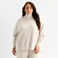 Stylus Womens Plus Long Sleeve Mock Neck Top
