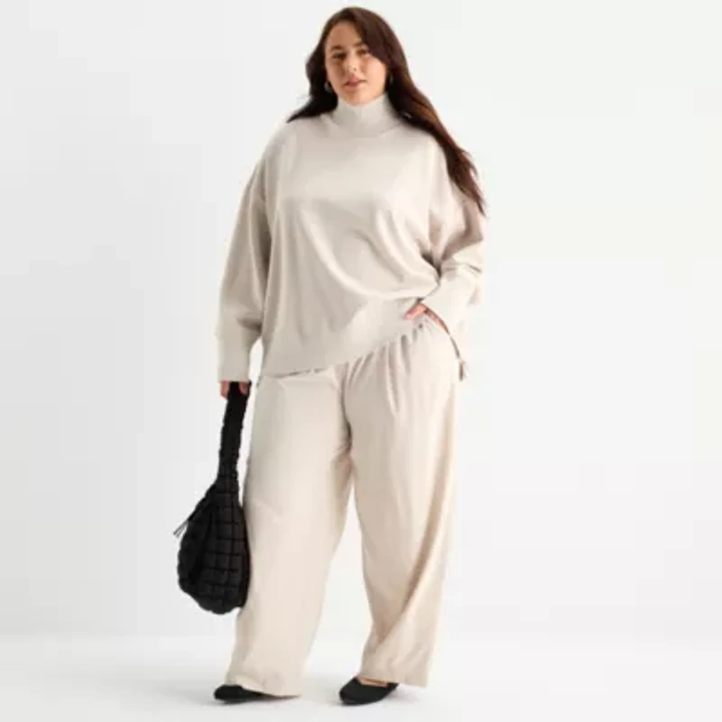 Stylus Womens Plus Long Sleeve Mock Neck Top