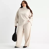 Stylus Womens Plus Long Sleeve Mock Neck Top