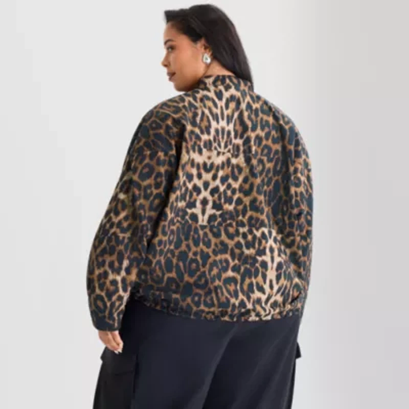 Ashley Graham Nylon Womens Plus Bomber Jacket