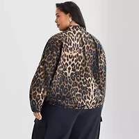 Ashley Graham Nylon Womens Plus Bomber Jacket