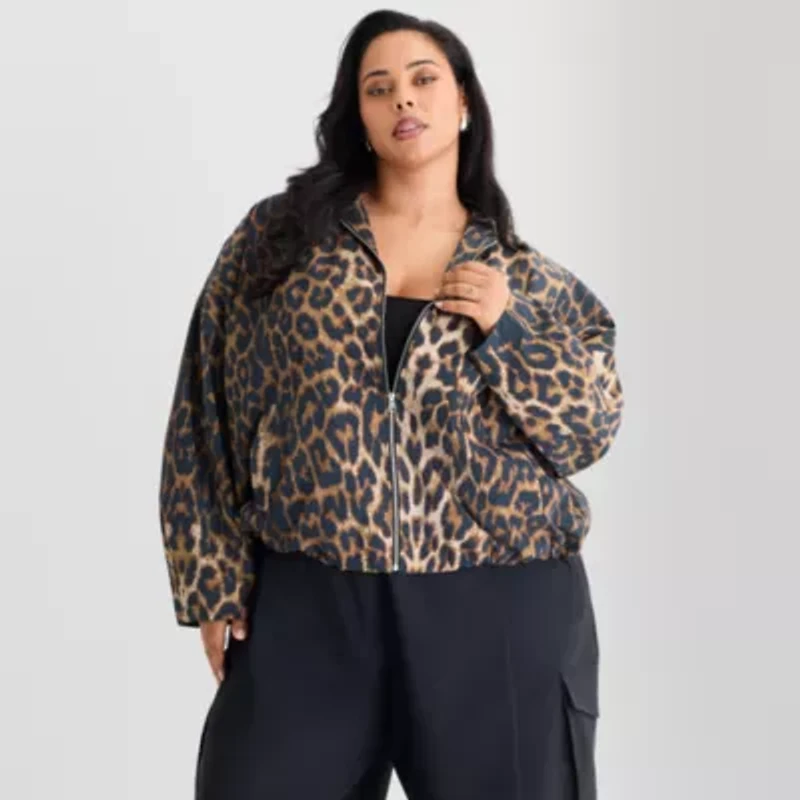 Ashley Graham Nylon Womens Plus Bomber Jacket
