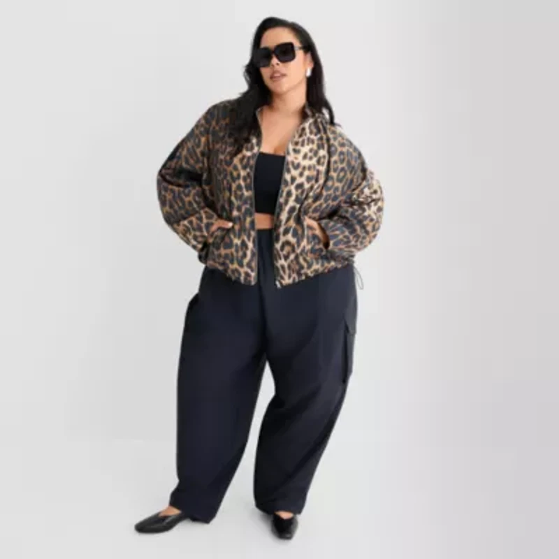 Ashley Graham Nylon Womens Plus Bomber Jacket