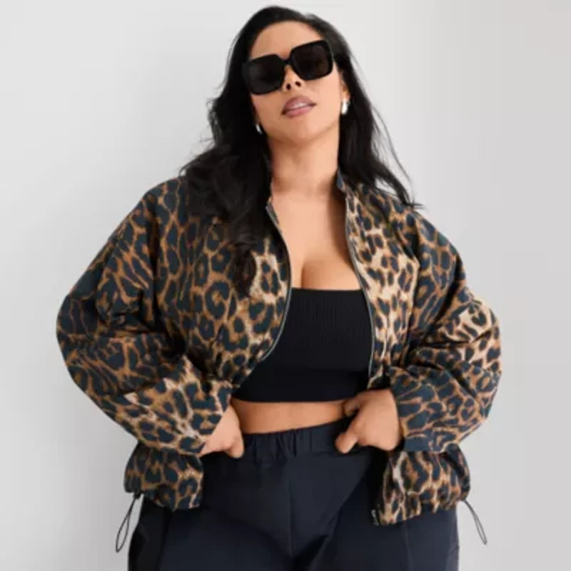 Ashley Graham Nylon Womens Plus Bomber Jacket