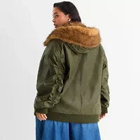Ashley Graham Womens Plus Midweight Bomber Jacket