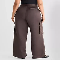 Ashley Graham Satin Womens Plus Straight Trouser