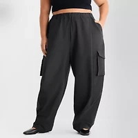 Ashley Graham Nylon Utility Womens Plus Cinched Cargo Pant