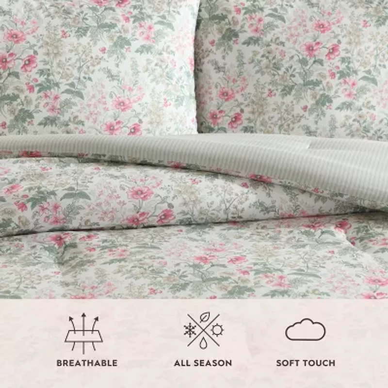 Laura Ashley Arden Floral Easy Care Complete Bedding Set with Sheets