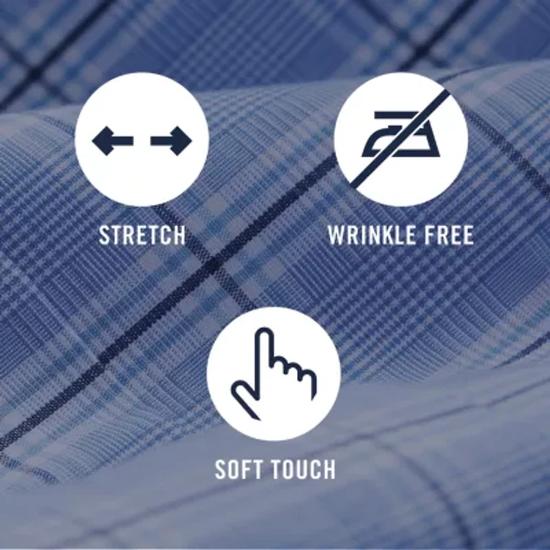 IZOD All Over Stretch Mens Easy Care Wrinkle Free Long Sleeve Dress Shirt