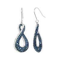 Blue Crystal Sterling Silver Figure 8 Drop Earrings