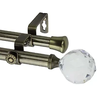 Rod Desyne Double 13/16" Adjustable Curtain with Faceted Finials