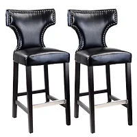 Kings Bar Height Barstool With Metal Studs, Set Of 2
