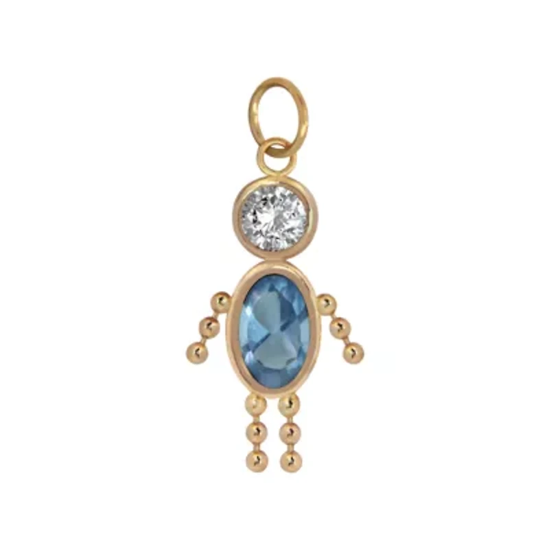 10K Gold March Birthstone Babies Boy Charm