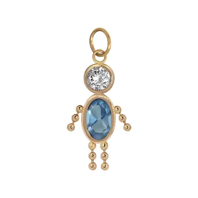 10K Gold March Birthstone Babies Boy Charm