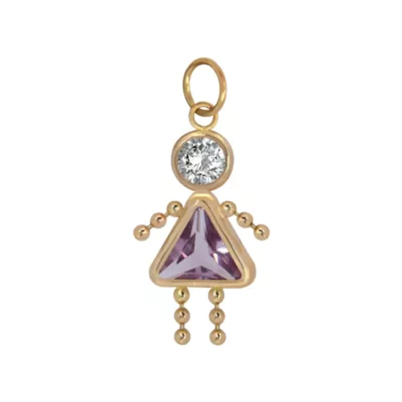 10K Gold February Birthstone Babie Girl Charm