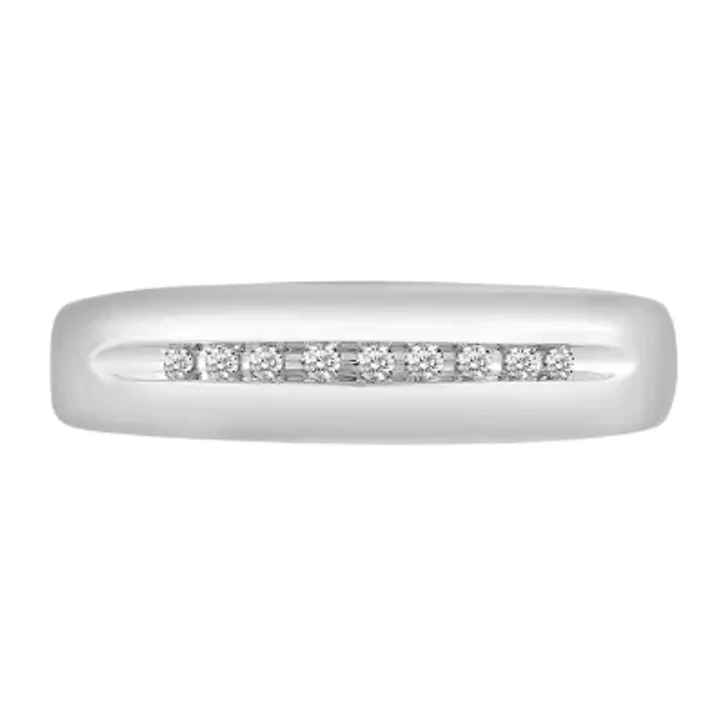 Mens 1/10 CT. T.W. Natural Diamond 10K White Gold Band