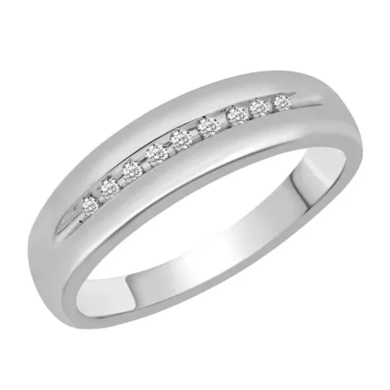 Mens 1/10 CT. T.W. Natural Diamond 10K White Gold Band