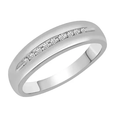Mens 1/10 CT. T.W. Natural Diamond 10K White Gold Band