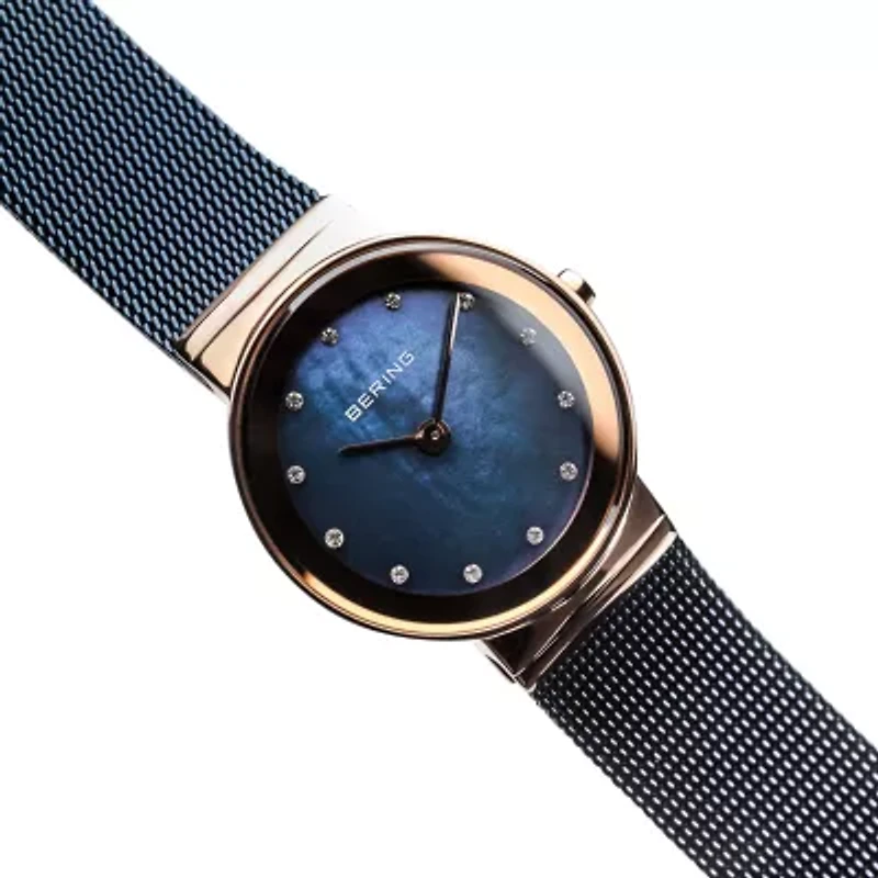 Bering Womens Blue Stainless Steel Bracelet Watch 10126-367
