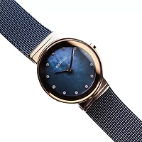 Bering Womens Blue Stainless Steel Bracelet Watch 10126-367