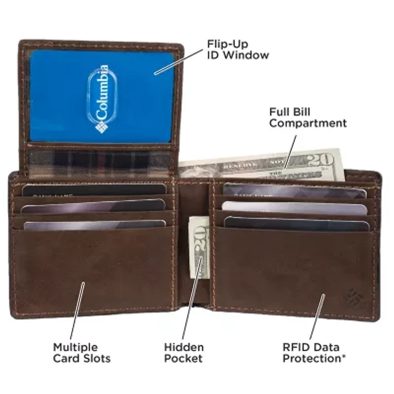 Columbia Mens Rfid Blocking Bifold Wallet